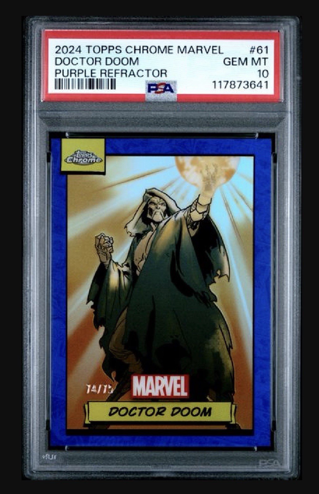 2024 Topps Chrome Marvel Doctor Doom Purple Refractor /75 #61 PSA 10 Gem Mint