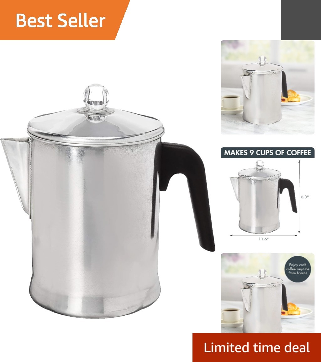 Elegant 9-Cup Aluminum Percolator - Manual Brew for Stovetop & Campfire