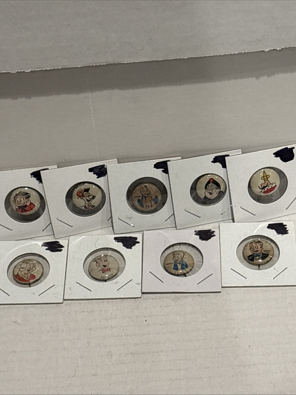 Vintage 1940s Kellogg\'s PEP Cereal Buttons Comic Pinback Famous Artists Lot Of 9