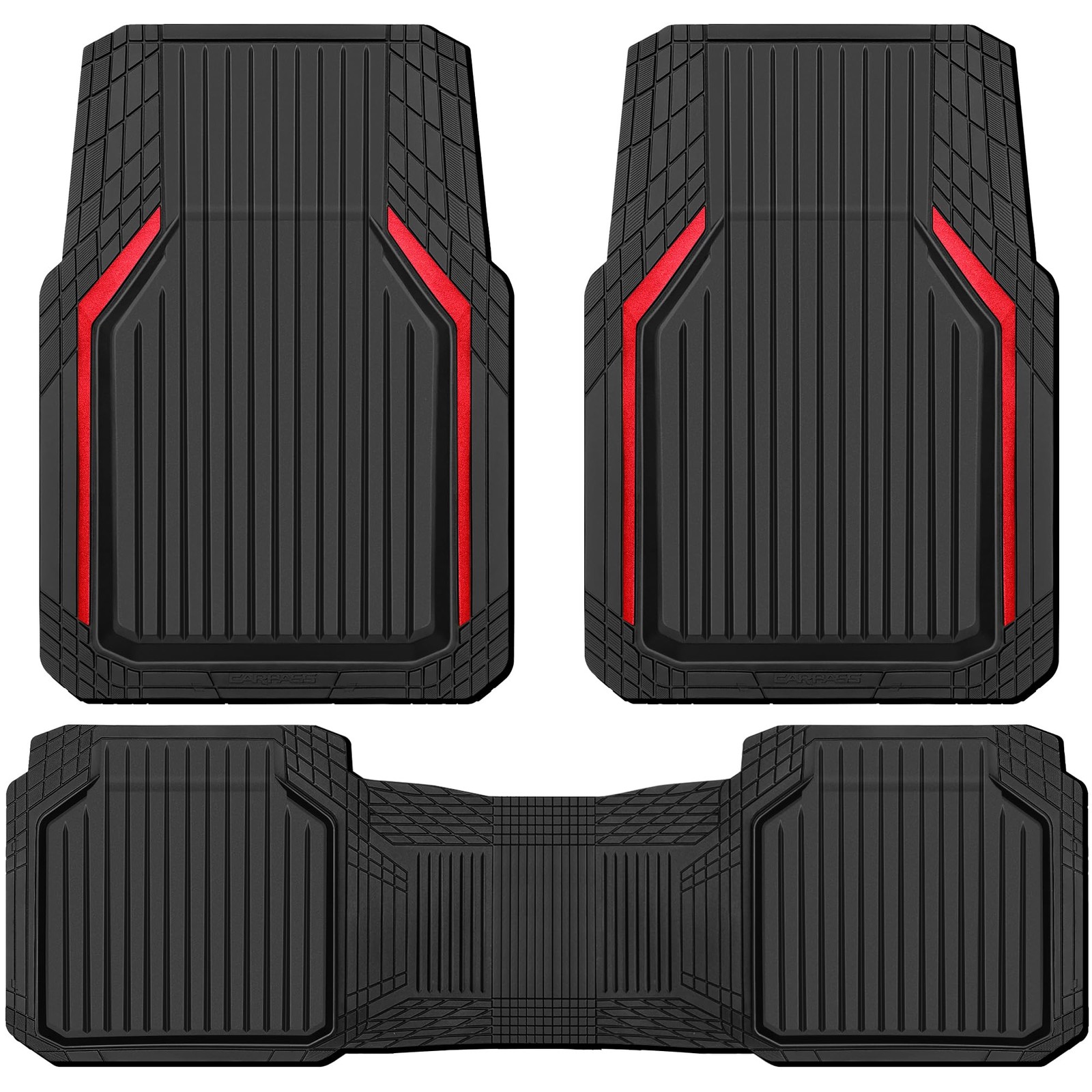 CAR PASS Heavy Duty Rubber Floor Mats for Car, Waterproof Liner Deep Dish Car Ma