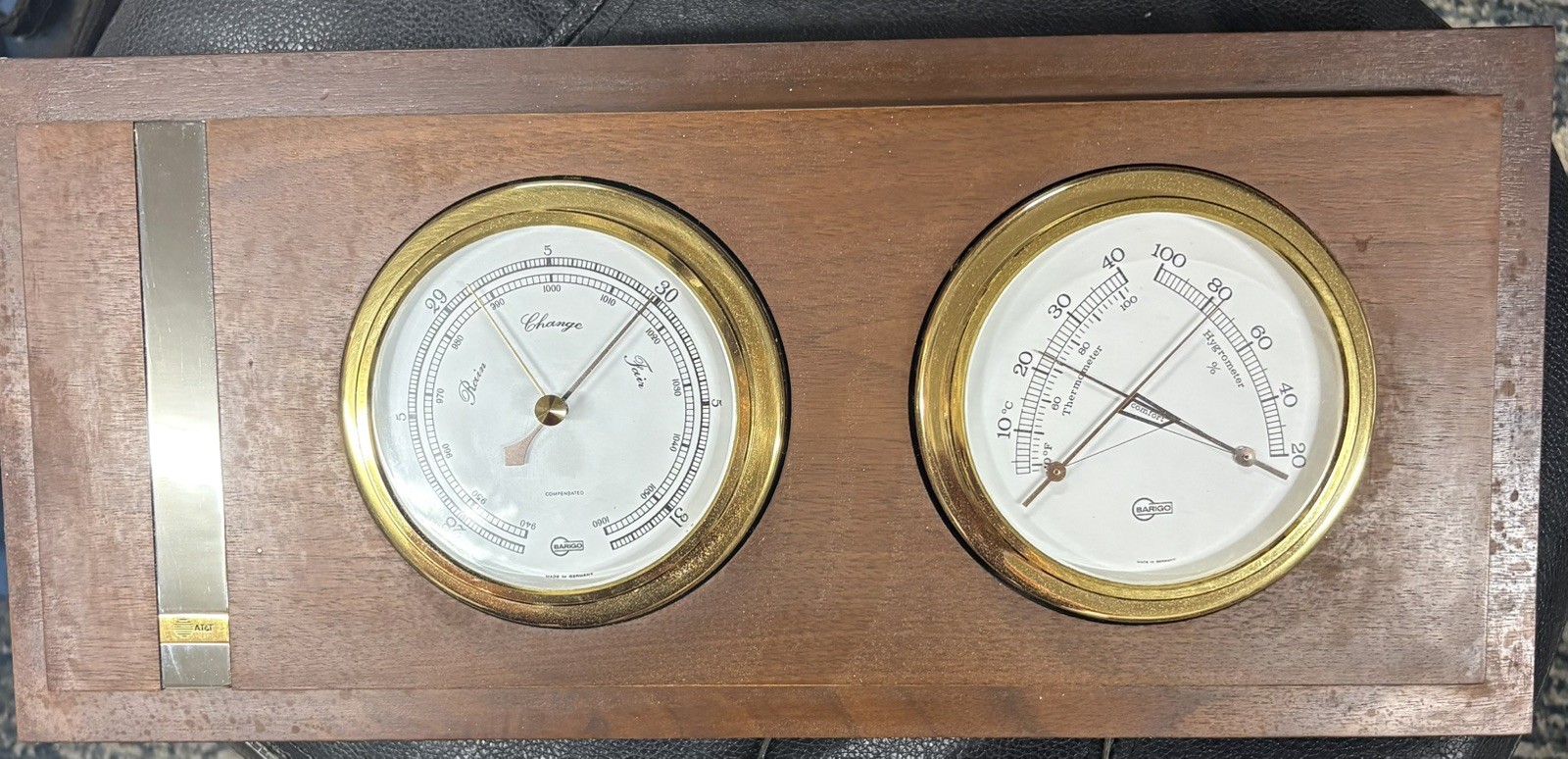 RARE Vintage Solid Wood AT&T ATT Weather Station Thermometer Barometer GERMANY