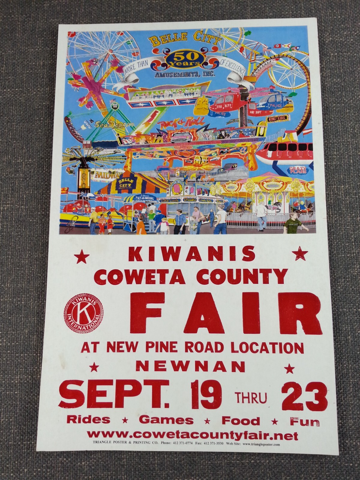 Kiwanis Coweta County Fair Cardboard Poster Pine Road Newnan Belle City