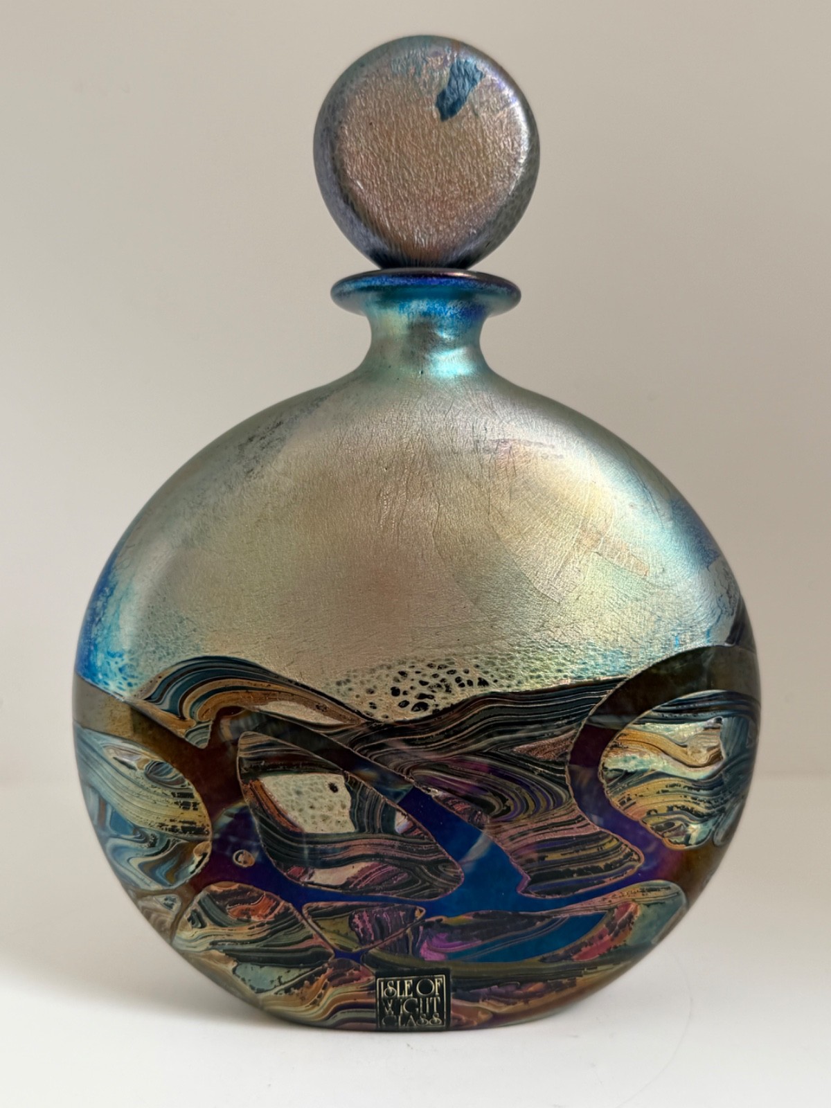 Large Isle of Wight Studio Glass Nightscape Glass Perfume Bottle and Stopper 