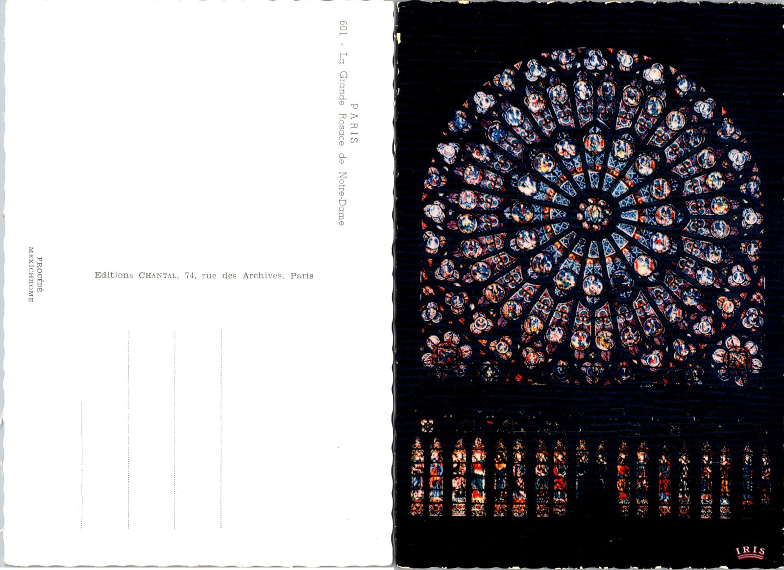Paris France La Grande Rosace de Notre Dame, Dome Cathedral Postcard 73571