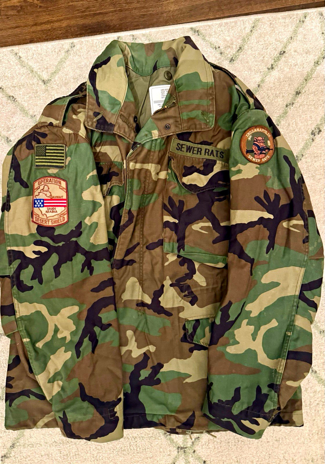 Vintage Alpha Industries M65 Field Jacket Large Regular USA Desert Shield Patche
