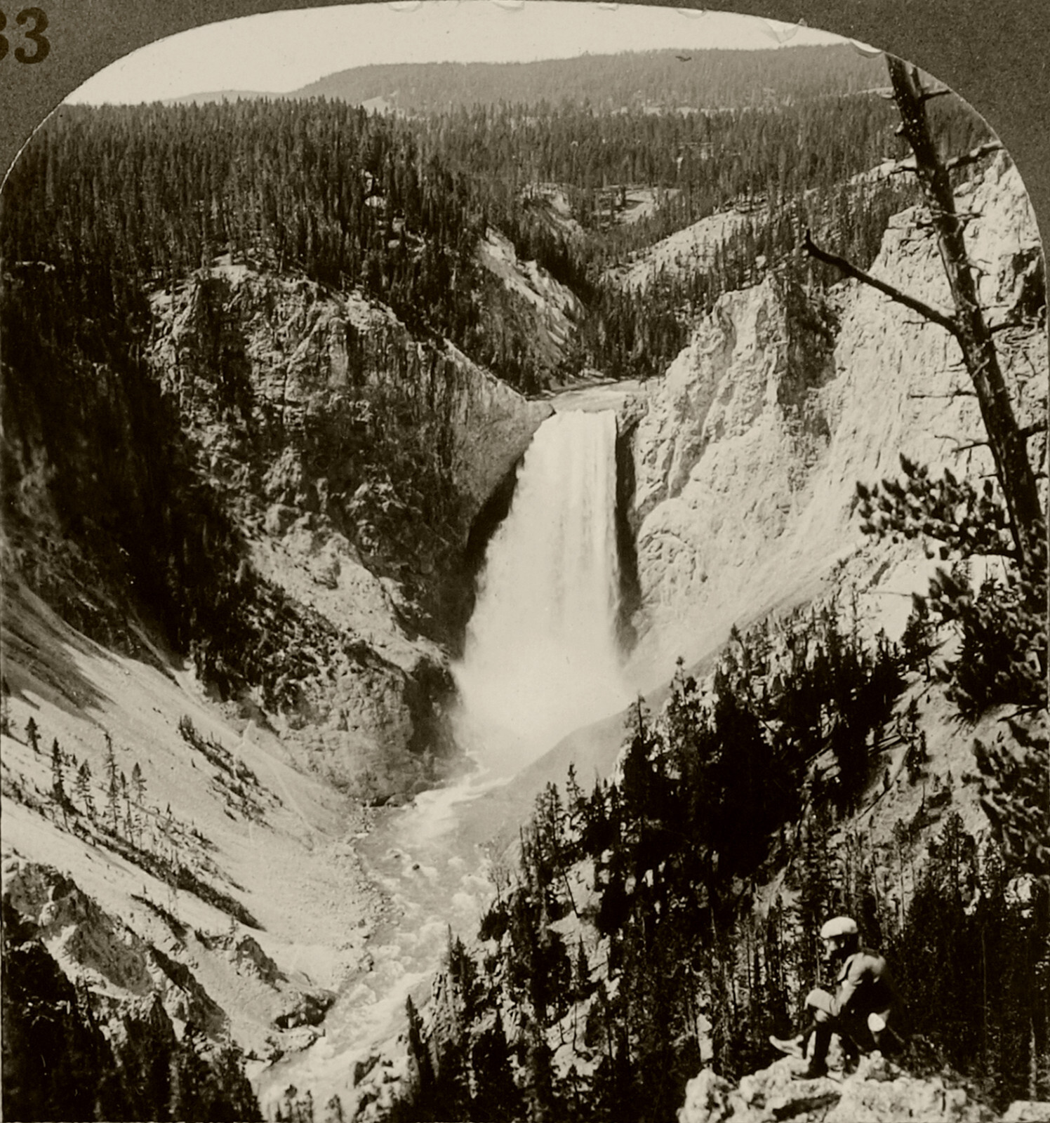 Keystone Stereoview Lower Falls From Rare National Parks 100 Card Set 1920's #33