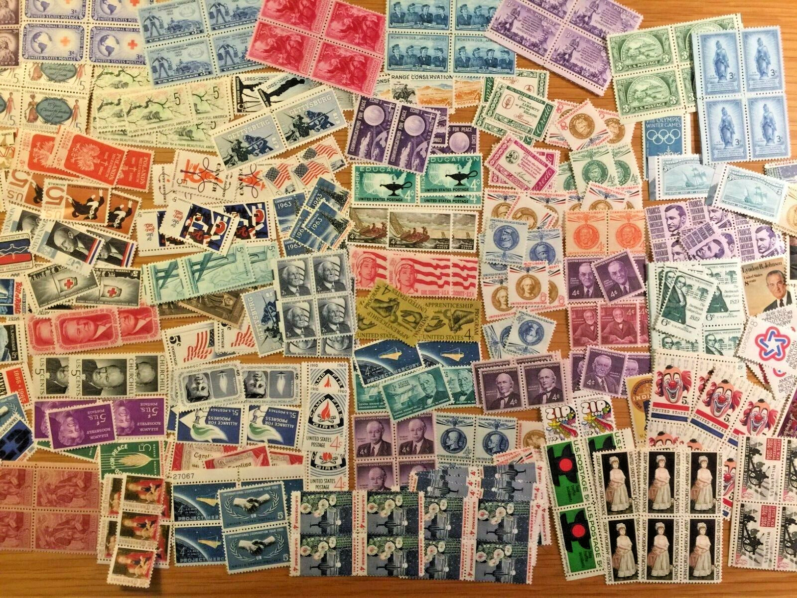 USA, VINTAGE, MID-CENTURY, MINT, UNUSED, LOT OF 30+ ALL DIFFERENT STAMPS