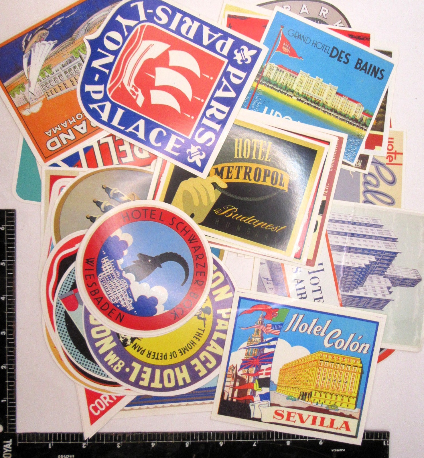 Vintage Style Travel Luggage Stickers -Lot of 44 
