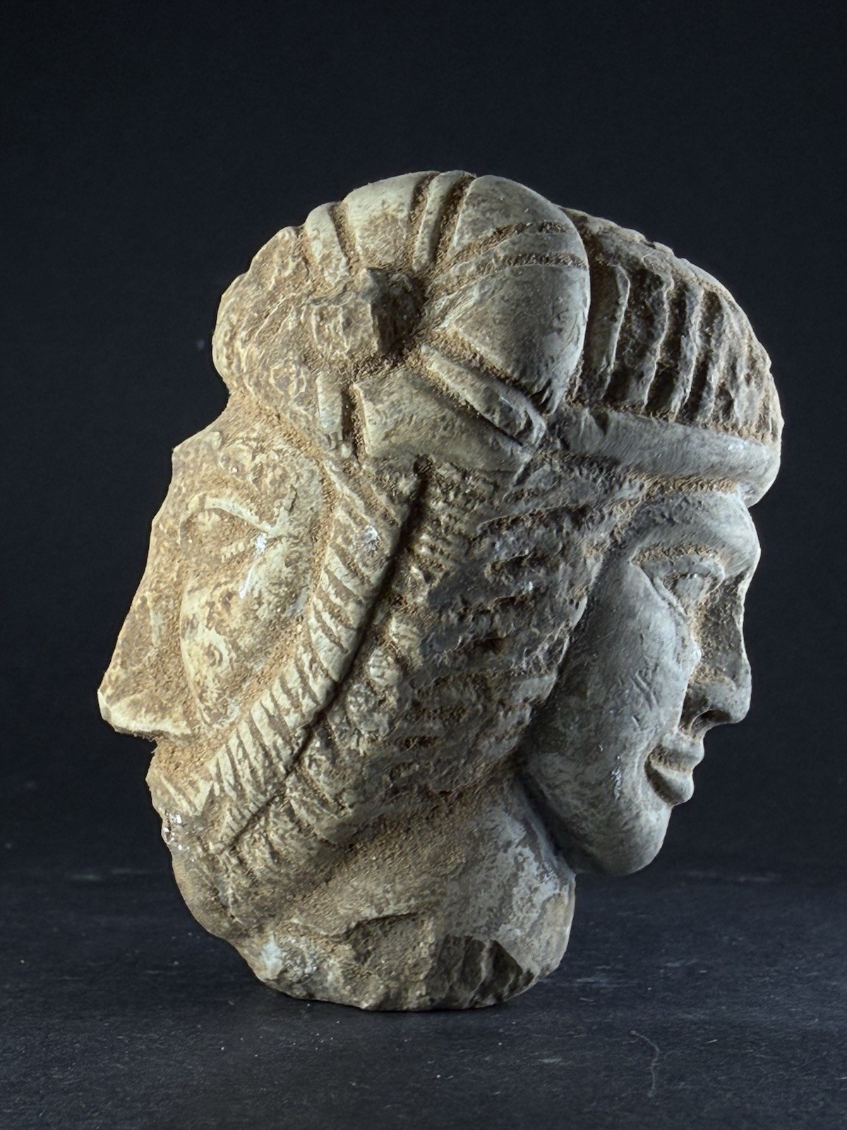 ANCIENT ROMAN STONE CARVED JANIFORM DIONYSUS ARIADNE DOUBLE HEAD C.100 BC-AD 200