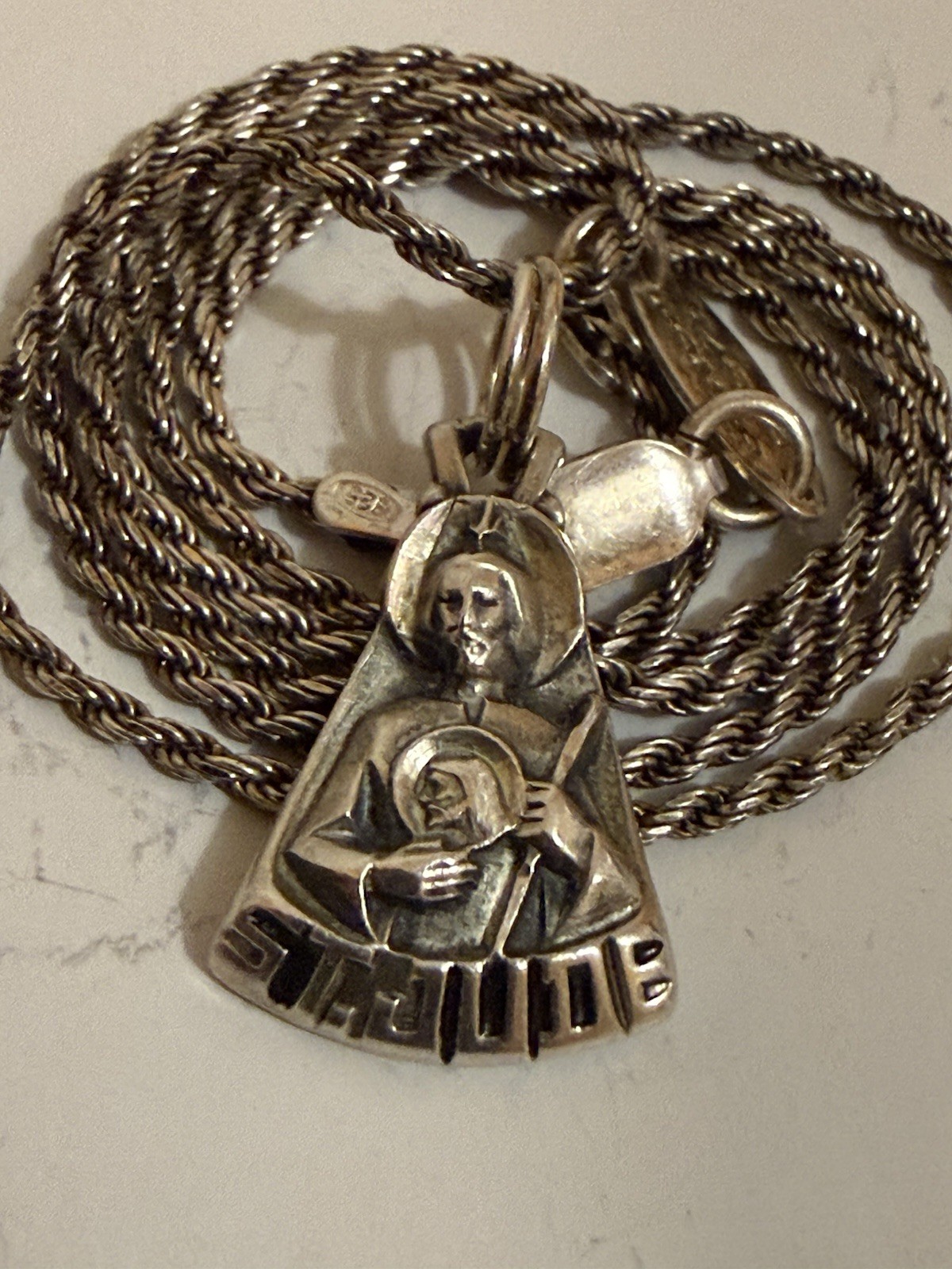 VTG Creed Sterling Silver Small  St Jude + 18” Paolo Romeo Necklace