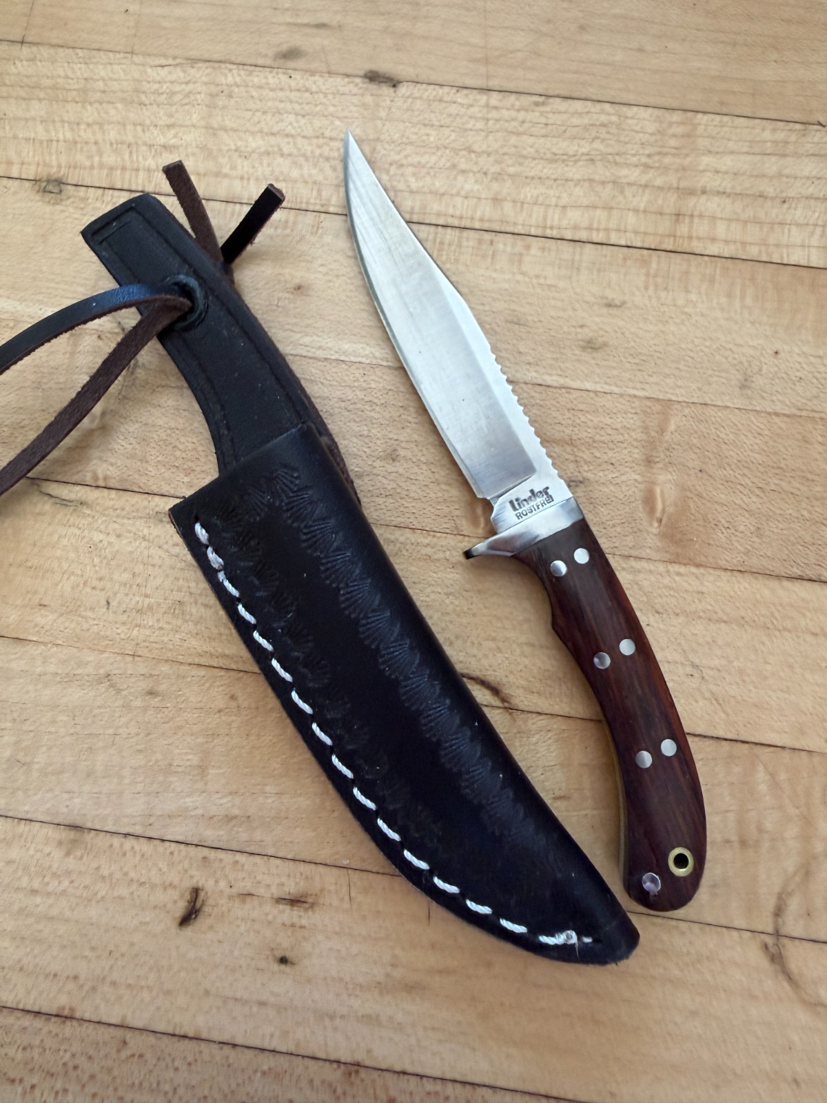 Vintage Linder Fixed Blade Knife Wood German Rare
