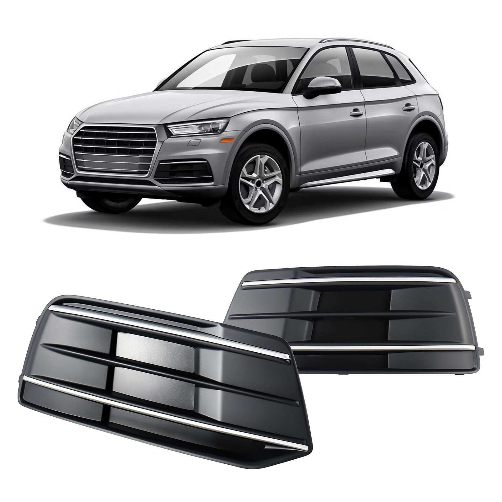 GearUp 1 Pair Front Driving Fog Light Bezel Cover for Audi Q5 2018-2020