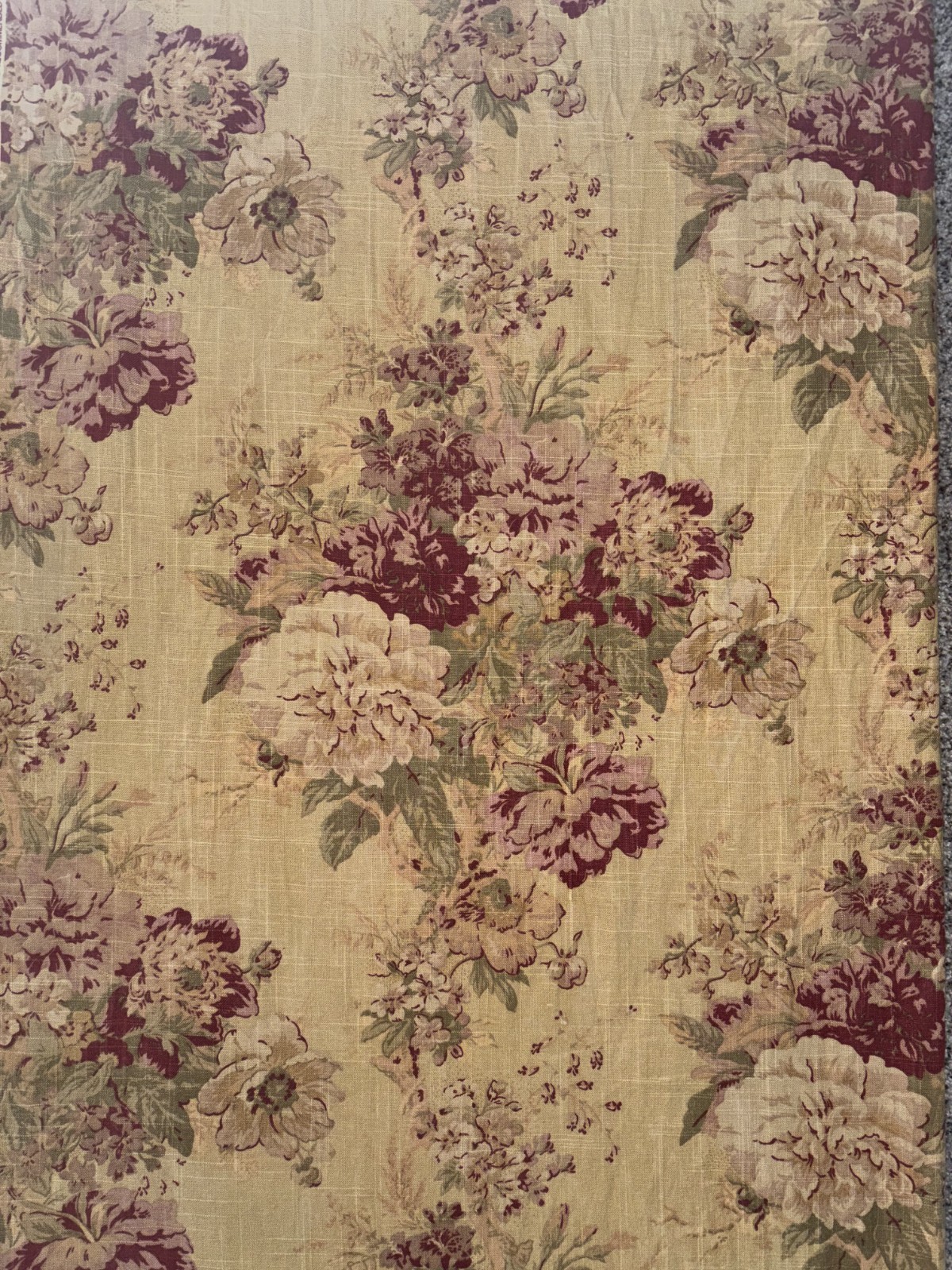 Vintage WAVERLY LINEN Fabric BALLAD BOUQUET 4.5YDS 52