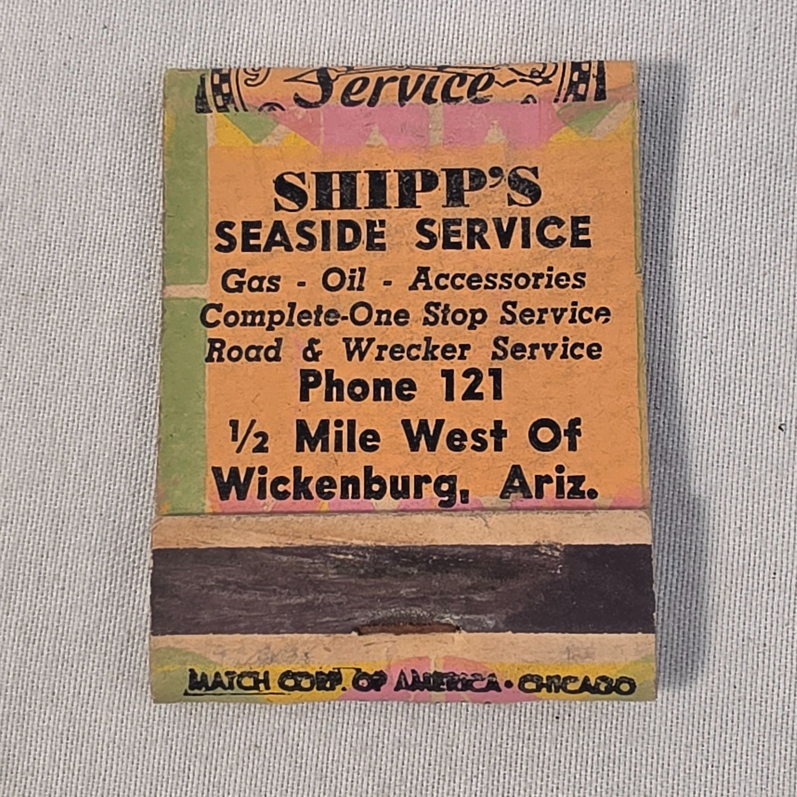 Match Corp. of America Vintage Matchbook Shipp's Seaside Service Desert-Shipp