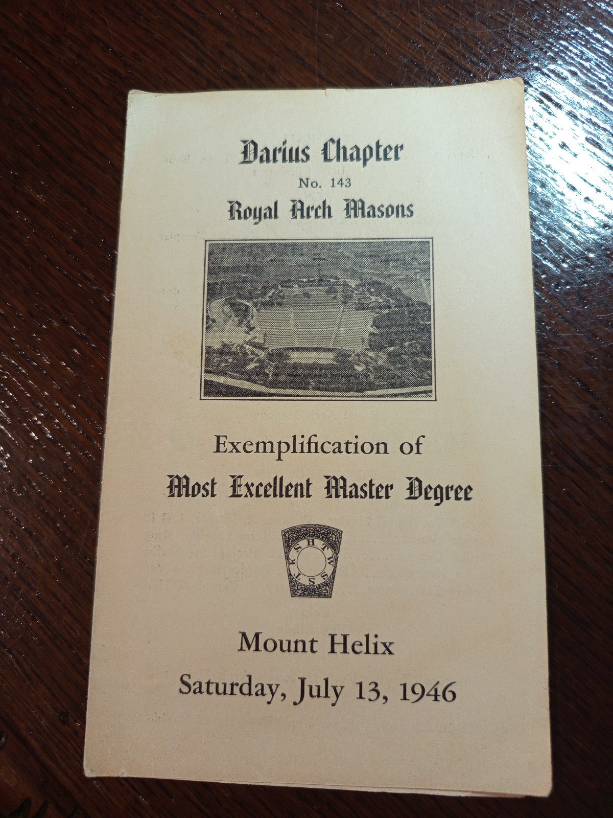 1946 Darius Chapter No 143 Royal Arch Masons Mount Helix Freemasonry masonic/936