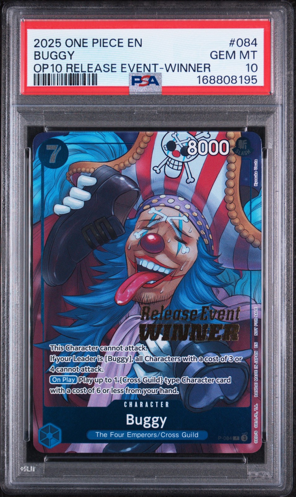 2025 ONE PIECE OP10 RELEASE EVENT WINNER BUGGY #084 PSA 10 GEM MINT
