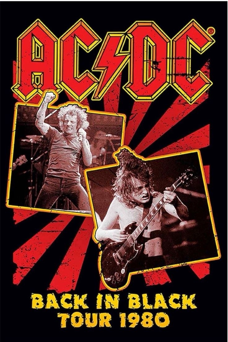 AC/DC Back In Black Tour 1980 Poster 3.5x2.5” Magnet Rock Band Memorabilia