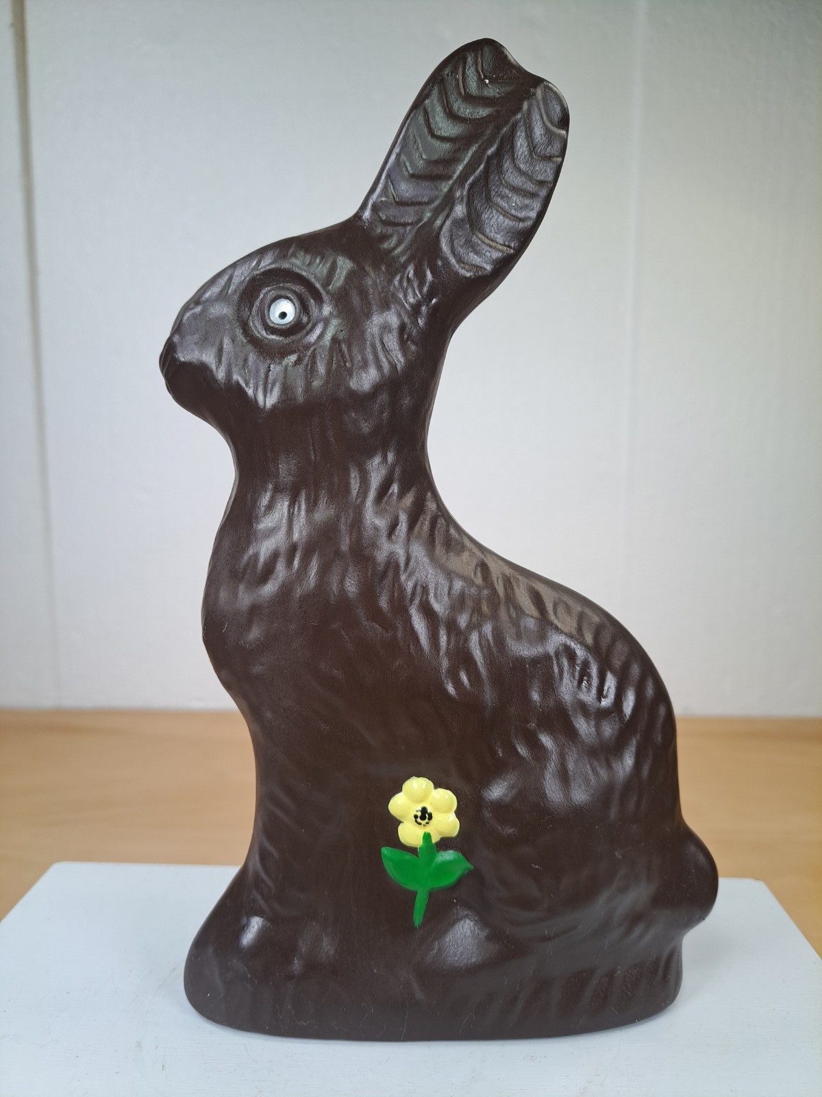 ​Vintage Ceramic Chocolate Easter Bunny Figurine Hand Painted Floral Signed JM J