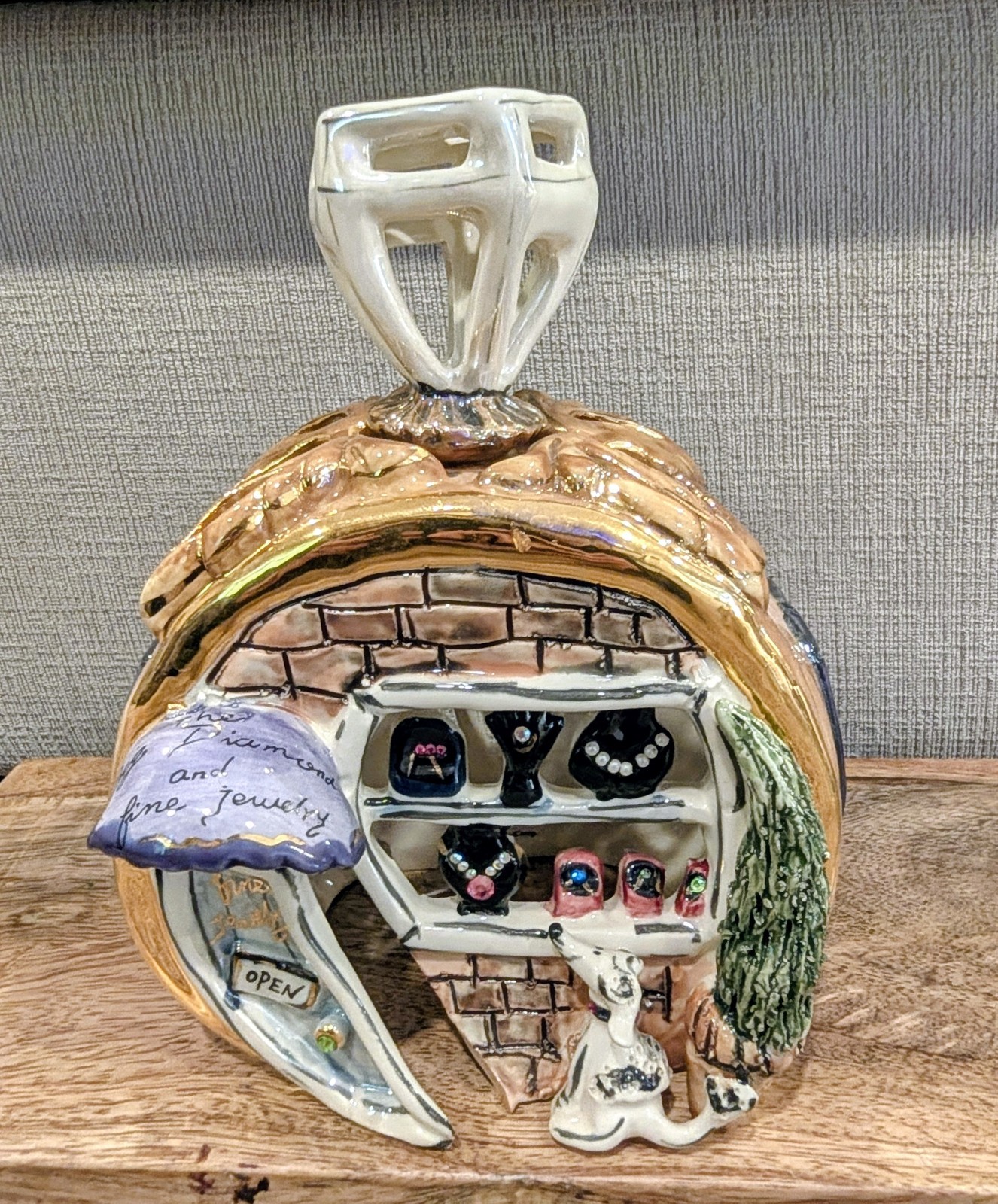 Blue Sky Clayworks Heather Goldminc Diamond Fine Jewelry Tea Light House 2002