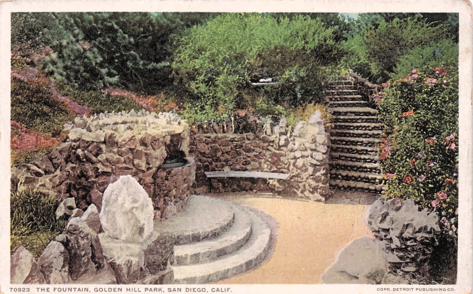 Balboa Park San Francisco Golden Hill Fountain Grotto Park Vtg Postcard H53