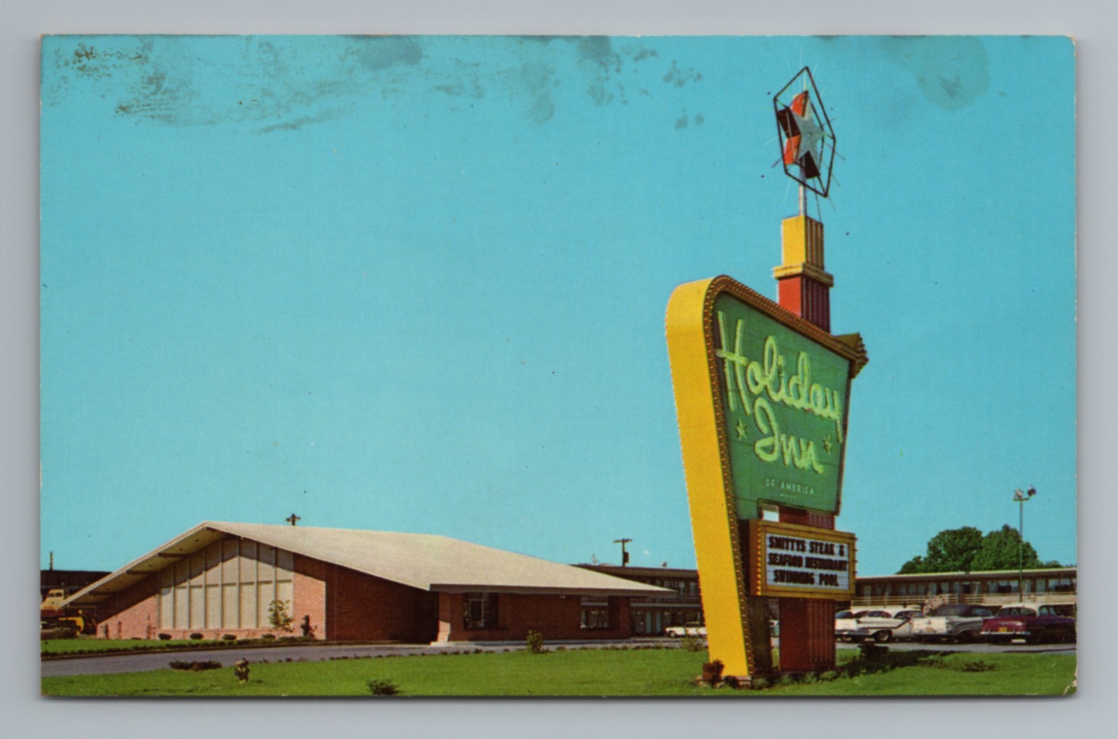 Holiday Inn of America Smittys Steak Swimming Pool Evansville Vintage Postcard
