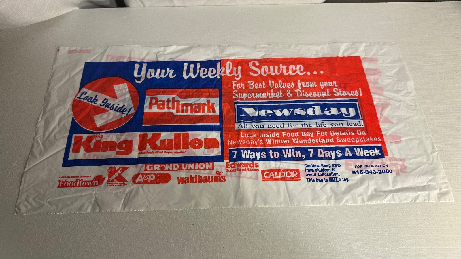 Vintage Newsday Newspaper Plastic Bag Caldor Pathmark King Kullen 
