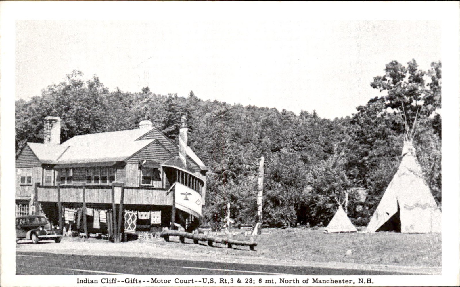 Manchester NH Motor Court Portland Lithograph Co. c1950s-60s Vintage Postcard
