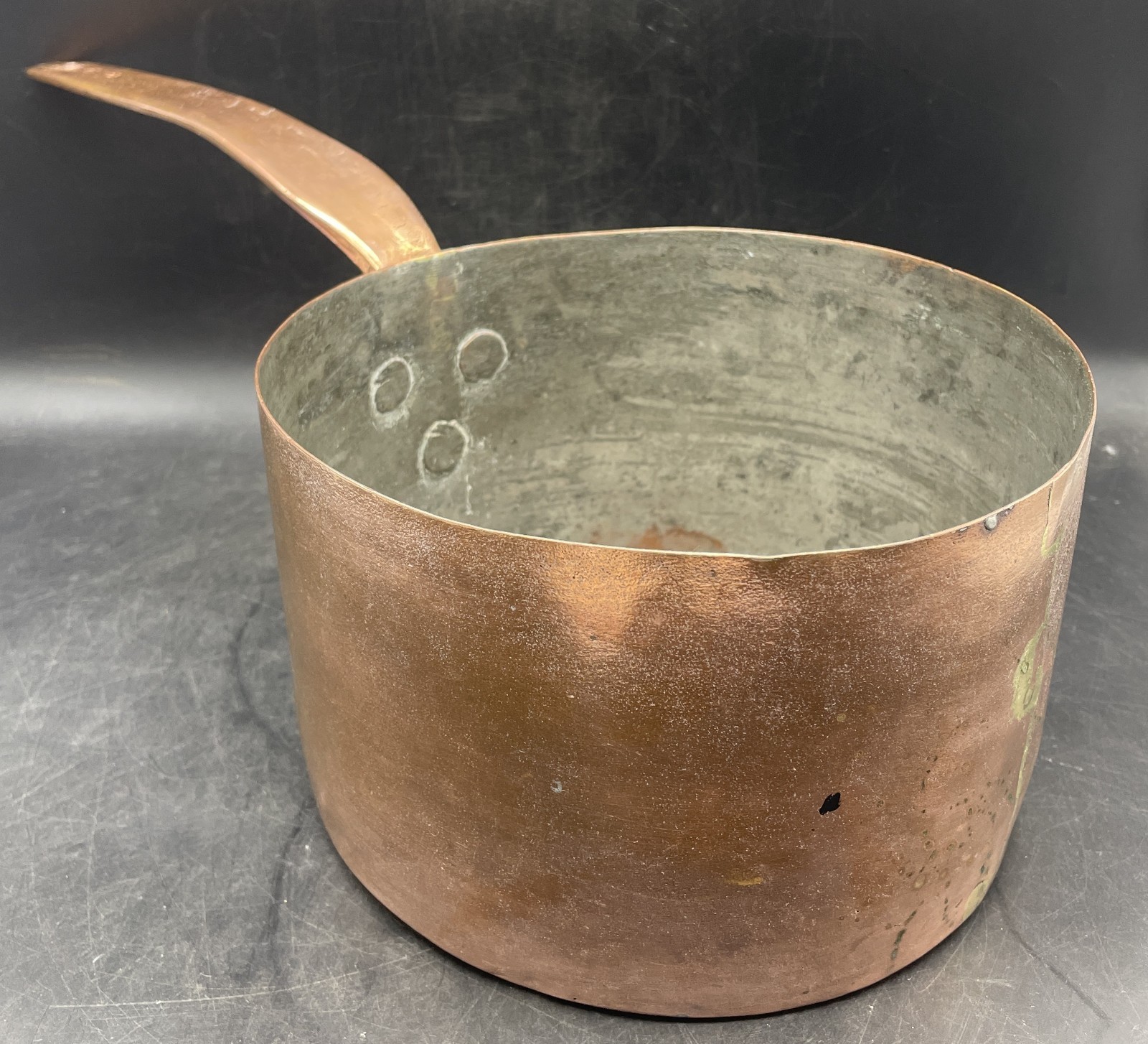 Rare Large Antique Copper Sauté pot 5 quarts