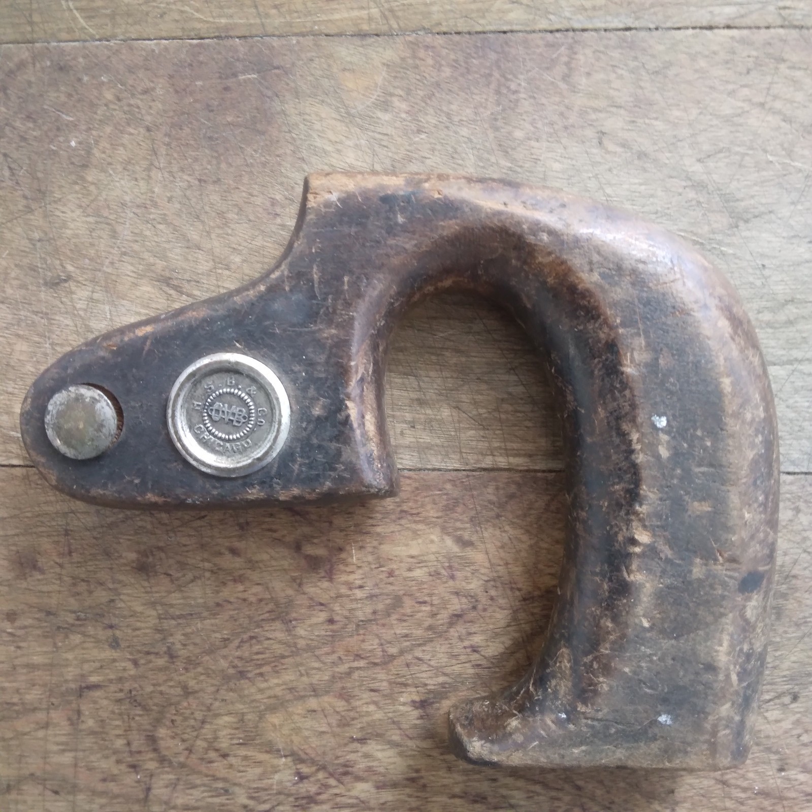Vintage H.S.B. & Co. Keyhole Saw Handle with Medallion QVB Chicago