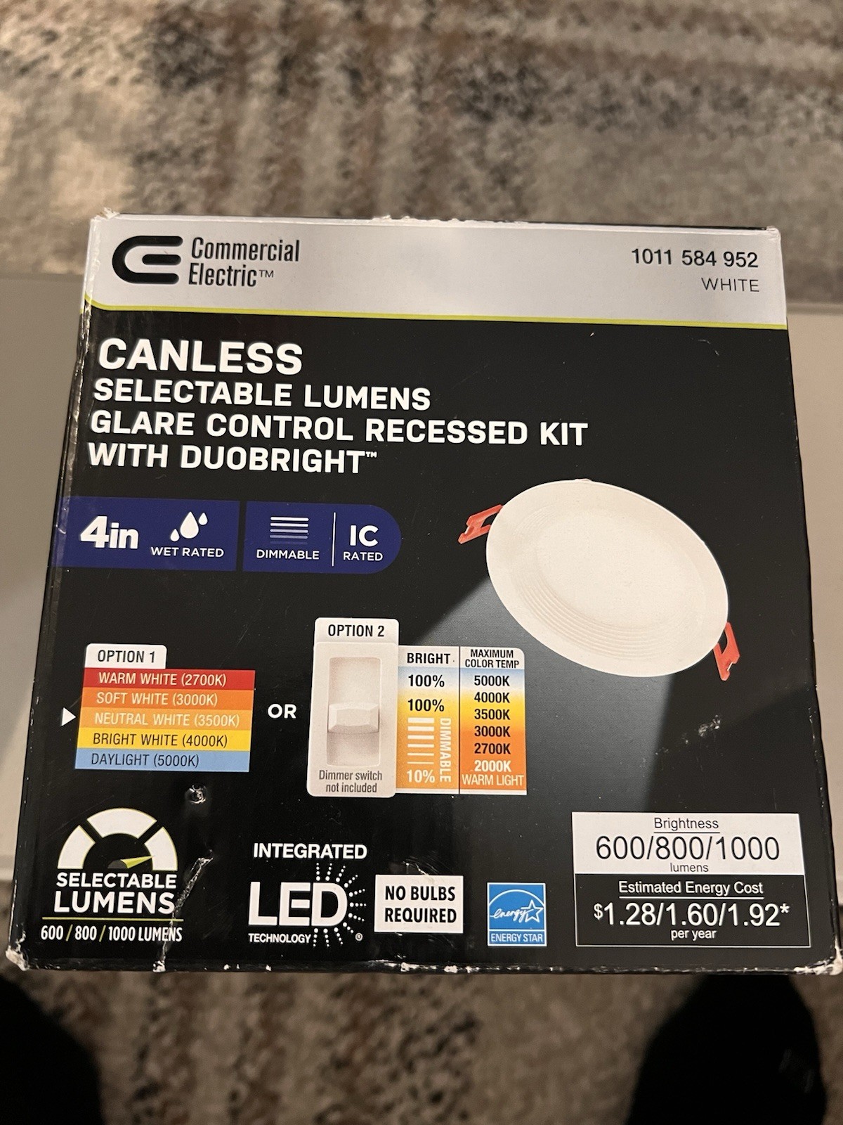 Commercial Electric 4 in. Elite Series Adjustable CCT 3-Level Lumen Dimmable