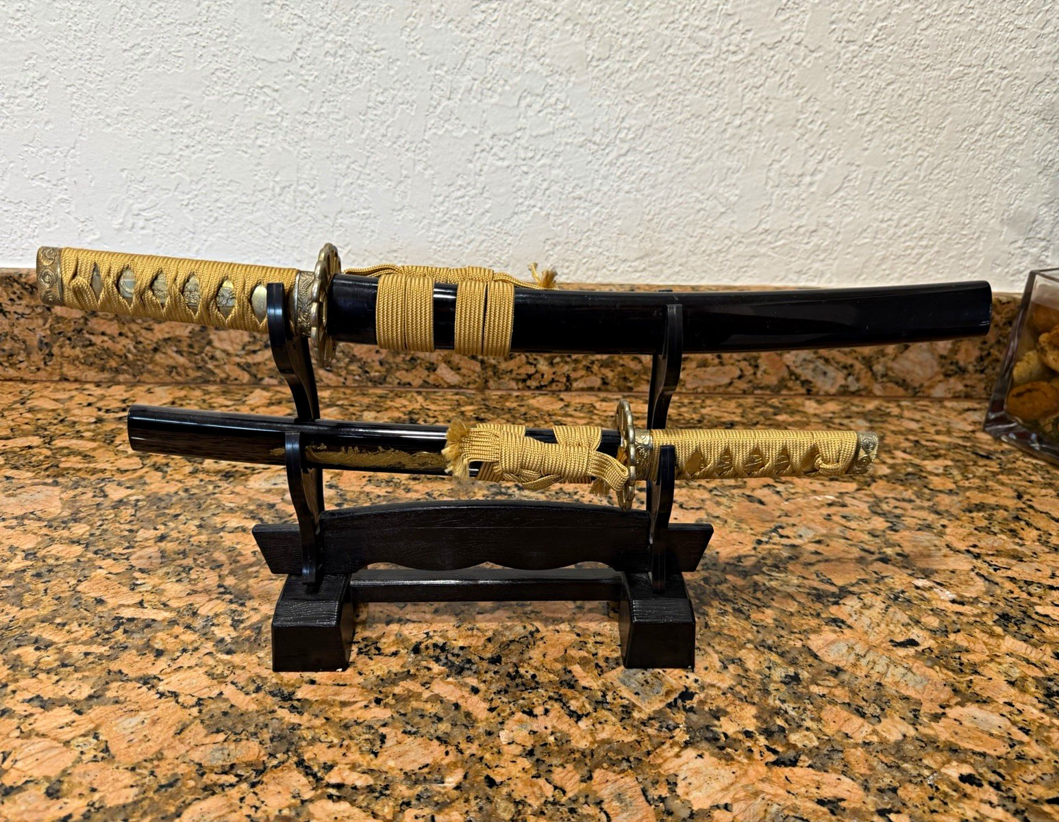Japanese Katana Sword Set Samurai Style Stainless Steel Full Tang Black/Gold
