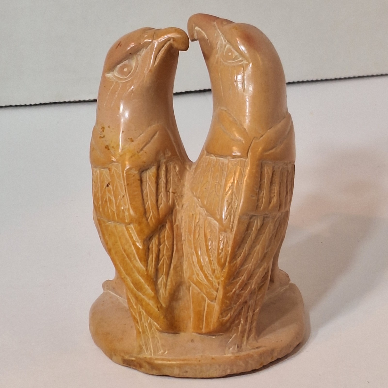 Vtg Kenyan Handcarved Kisii Soapstone Eagle Love Birds 4.5