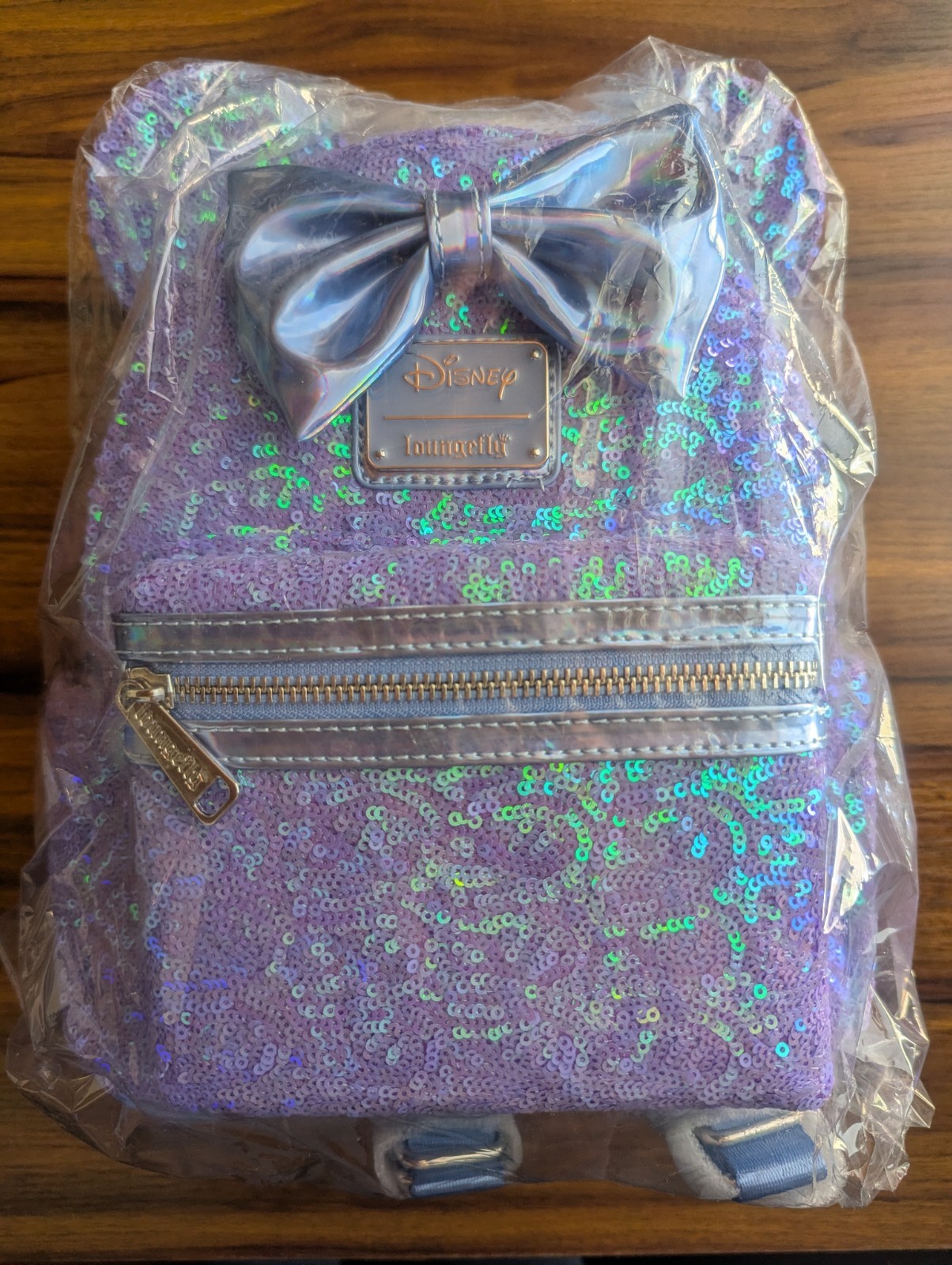 NWT Loungefly x LASR Disney Minnie Mouse Purple Sequin Mini Backpack WDBK1989