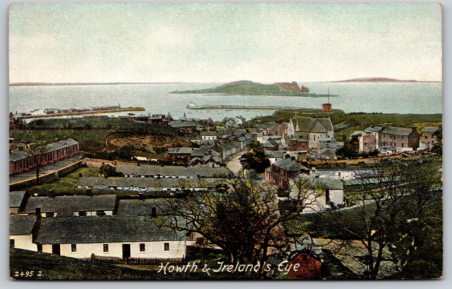 Howth & Ireland\'s Eye Dublin Panoramic Ireland Vintage Postcard c1910 F495