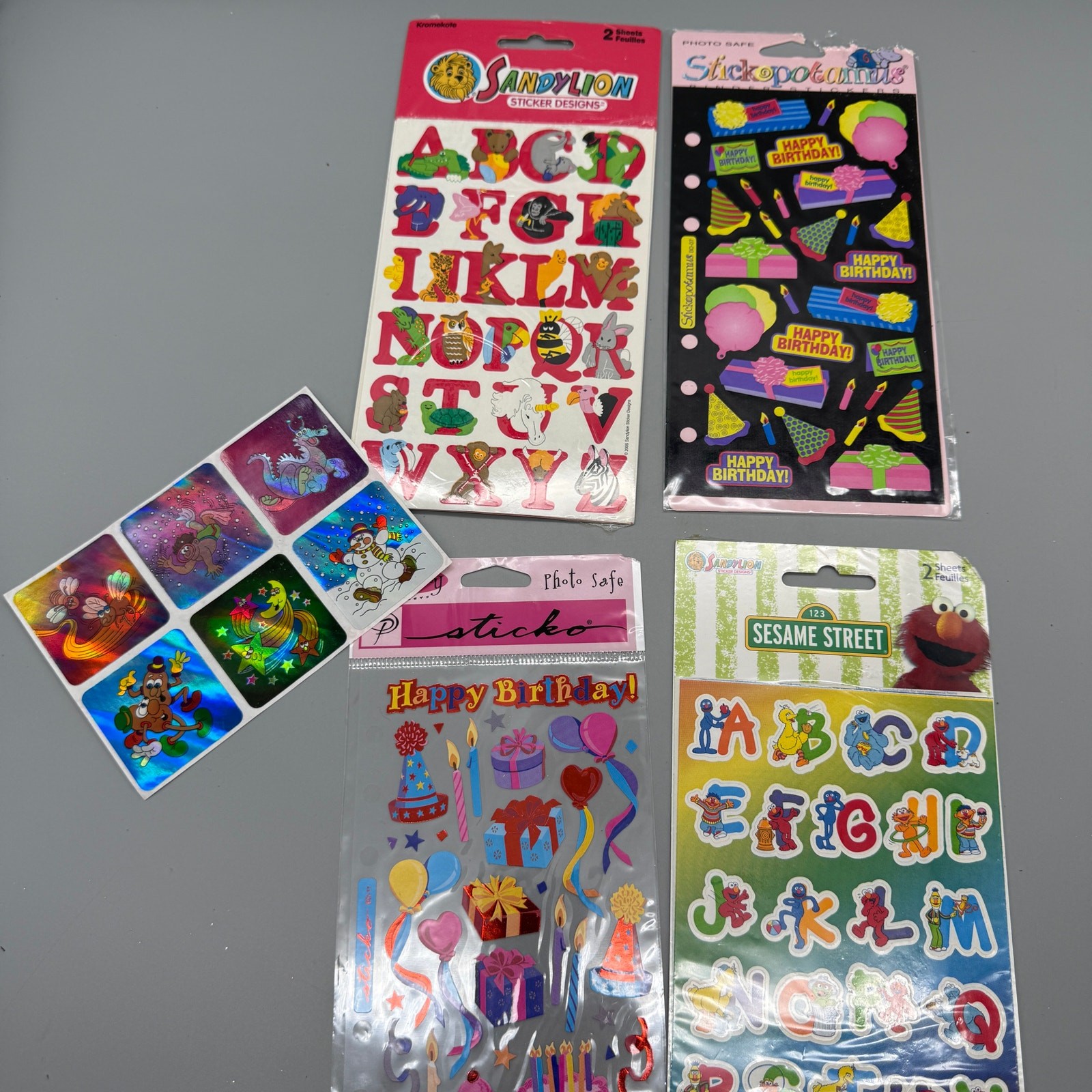 Vintage early 2000s Sticker lot SandyLion Sesame Street Highlights Stickopotamus