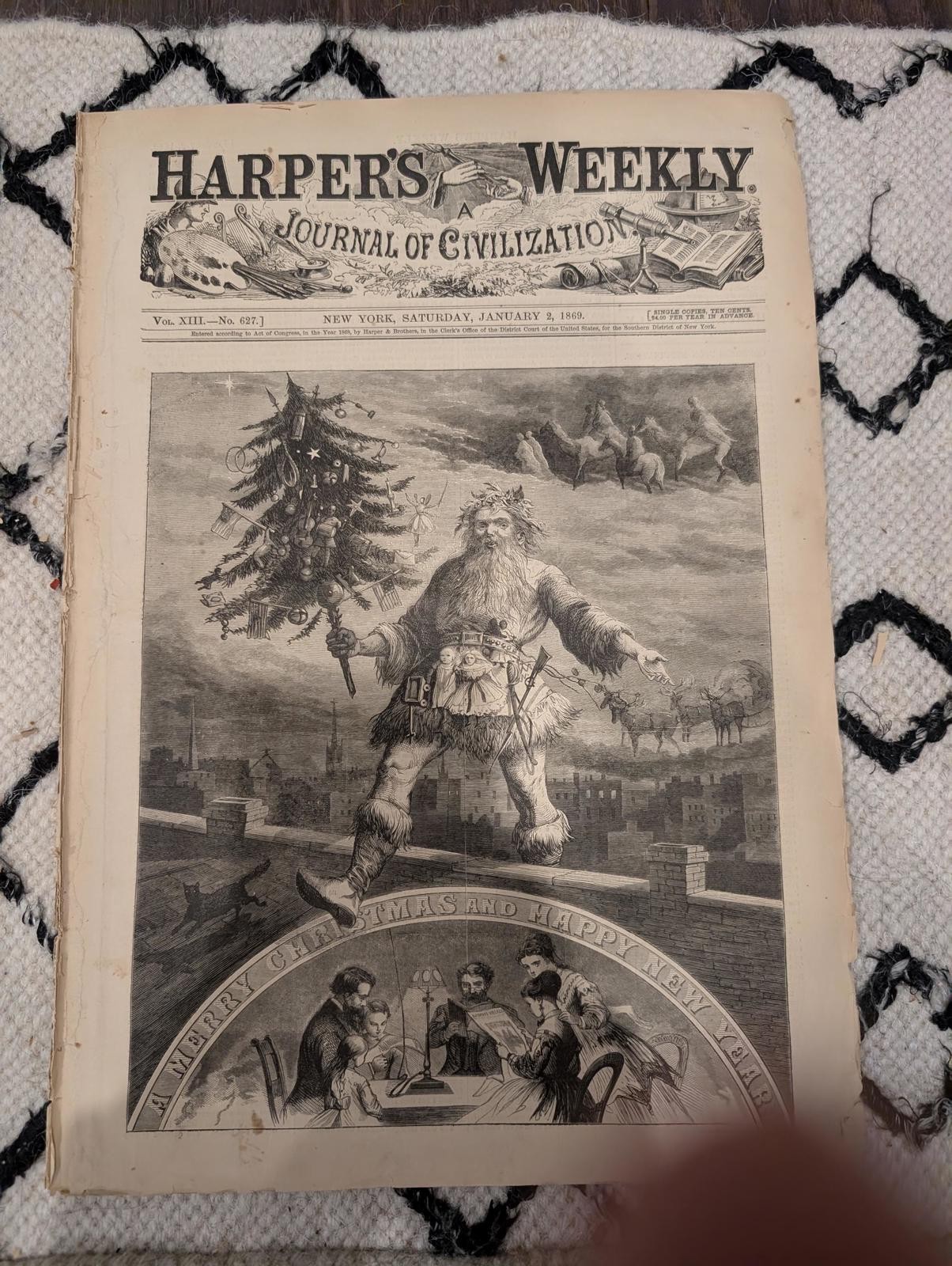 Harper’s Weekly January 2, 1869 – Santa Claus Cover, Winslow Homer Christmas 