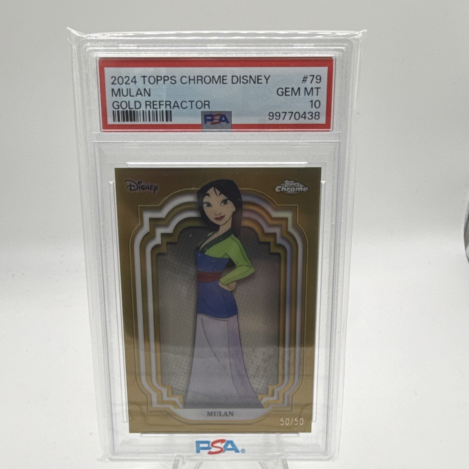 Topps 2024 Topps Chrome Disney Mulan Gold Refractor #79 PSA 10 /50