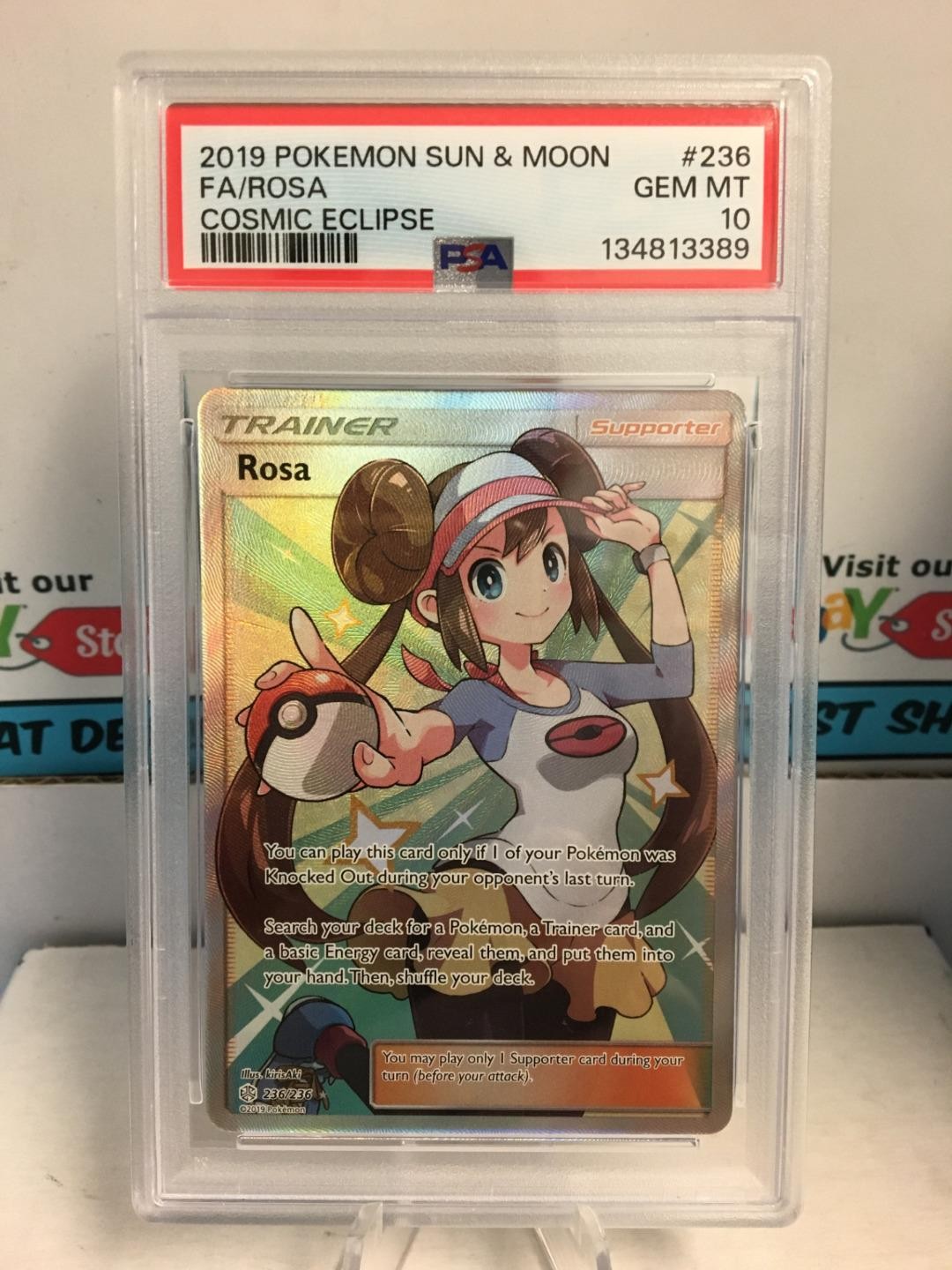 2019 Pokemon Sun & Moon Cosmic Eclipse Rosa Full Art #236/236 PSA 10 GEM MINT