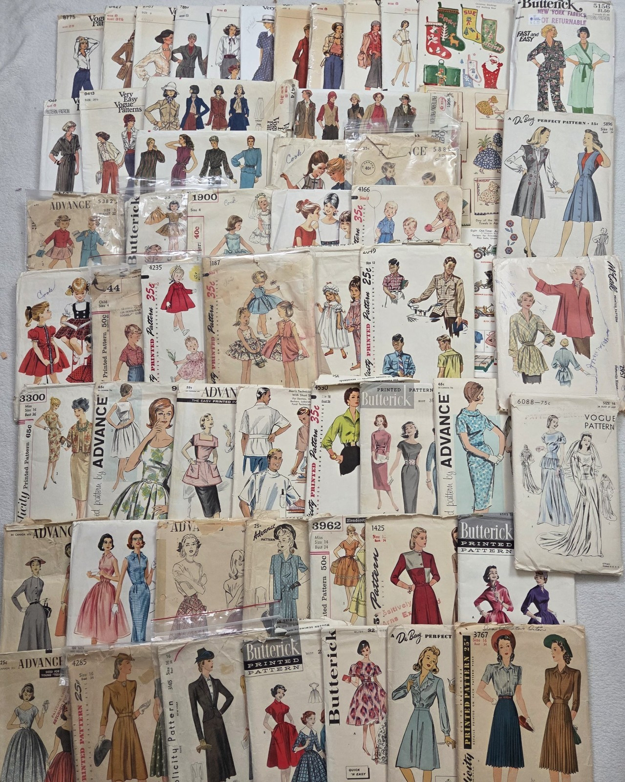 60 Vtg 40's-70's Sewing Pattern Lot Vogue DuBarry Advance Simplicity McCalls