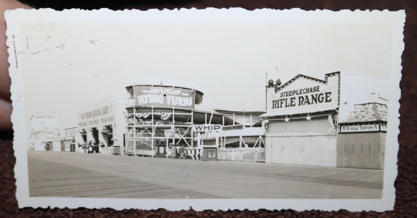 1936 PHOTO CONEY ISLAND BOARDWALK STEEPLECHASE RIFLE RANGE FLYING TURNS