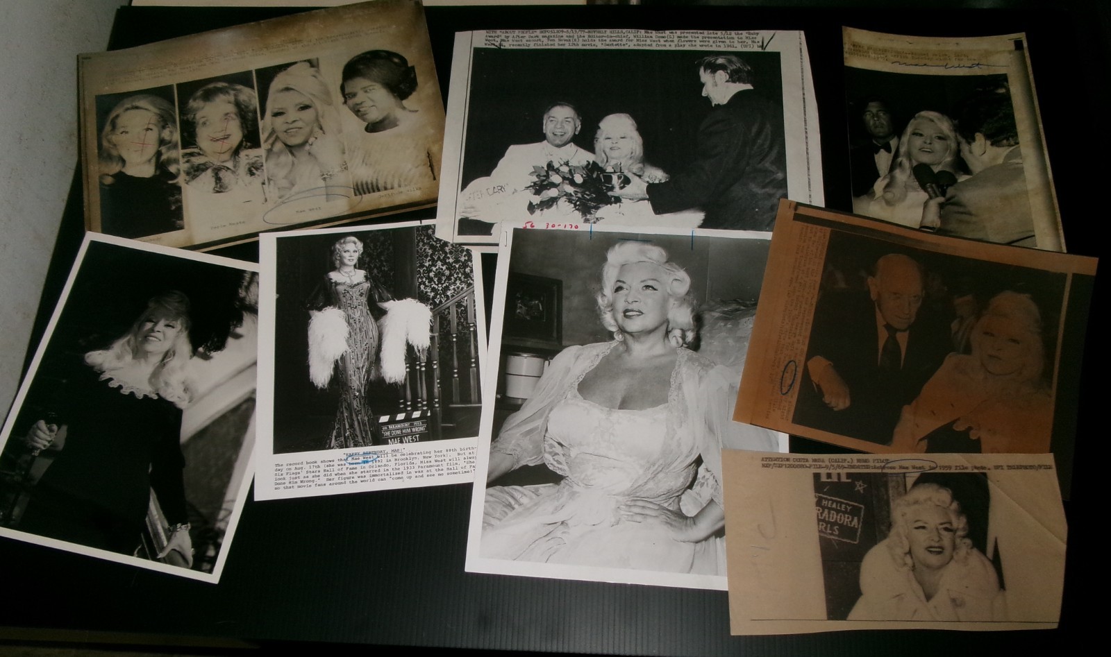 Lot of Mae West original Newspaper API UP laser wire press photos promo 8x10