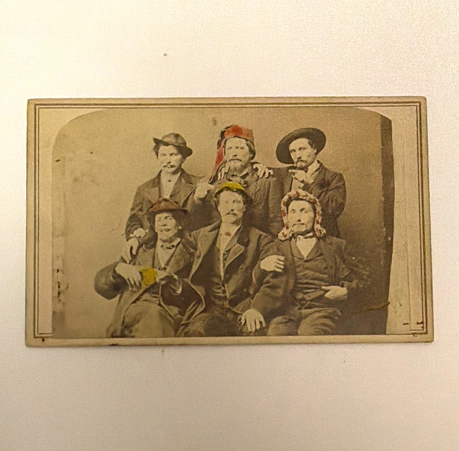 C. Sweets hand tinted sepia cabinet card photo men portrait Cincinnati OH