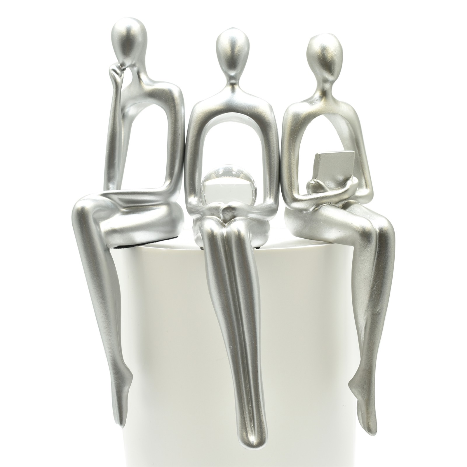Adam & Friends Shelf Sitters, Thinker, Fortune Teller, Reader Sculpture | Silver