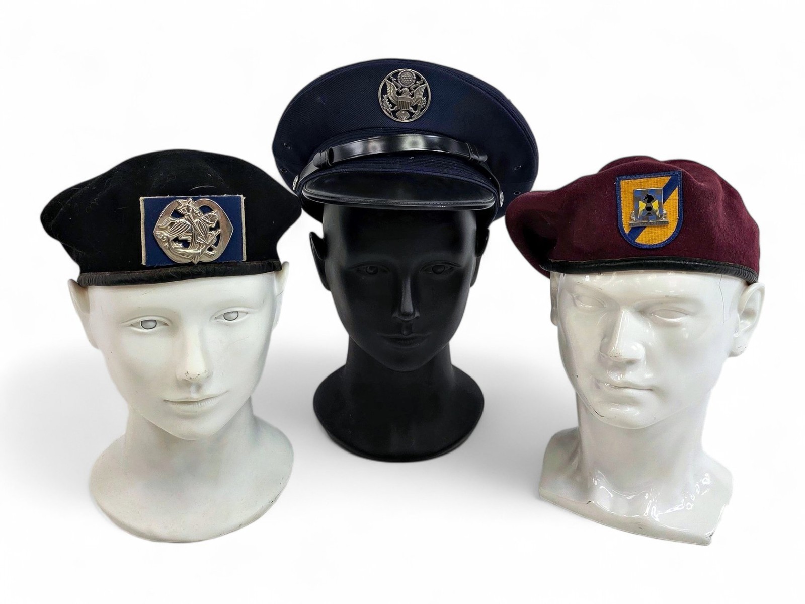 Lot 3 Vtg USAF Air Force Military Hats Bancroft 82nd Army Beret Netherlands