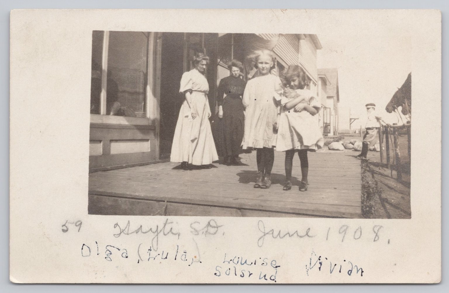 1908 Hayti, South Dakota RPPC Girls on Porch KRUXO Real Photo Postcard
