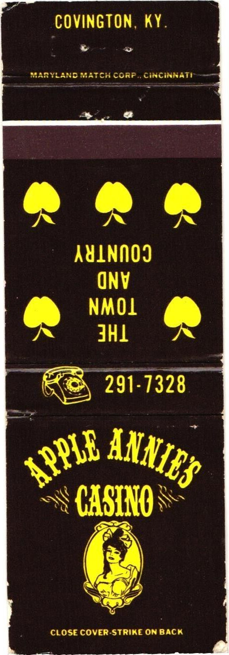 Apple Annie's Casino The Town & Country Covington KY Vintage Matchbook 1970s