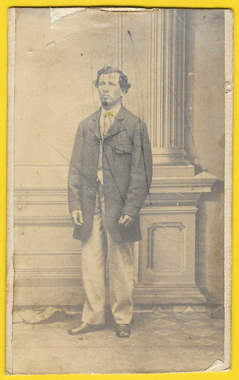 1800s CDV / Carte de Visite, Man Standing in Overcoat, Nice Shoes, Scratches