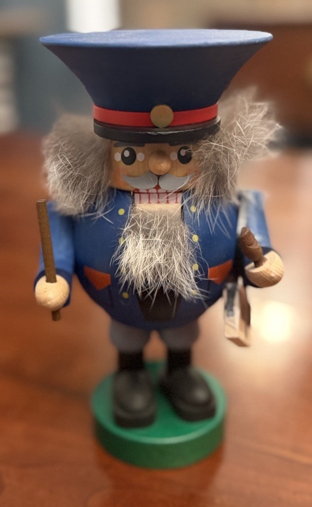 Vintage Richard Glässer Seiffen German Wooden Nutcracker – Conductor Trainman RG