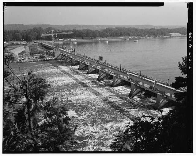 Peru Illinois 1930s Starved Rock Locks Dam Illinois Waterway Downstream View