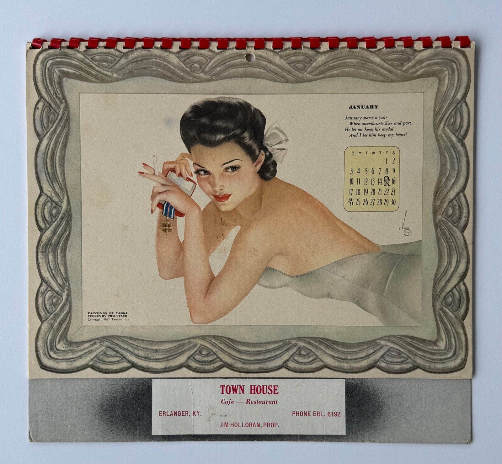 1943 Vargas Esquire Pin-Up Calendar Complete Town House Kentucky Advertising